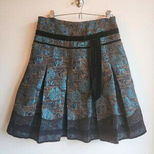Y2K Teal Textured Pleated Brocade Skirt – Size M